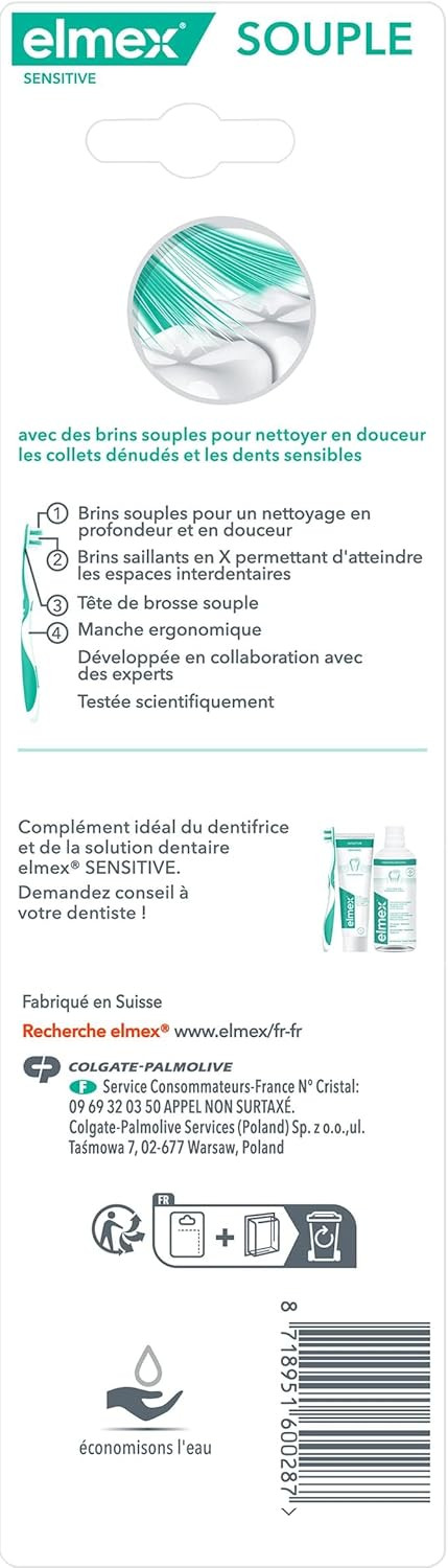 Elmex Sensitive Soft Toothbrush, 2 Pack Sensitive Toothbrush, Gentle and Deep Clean