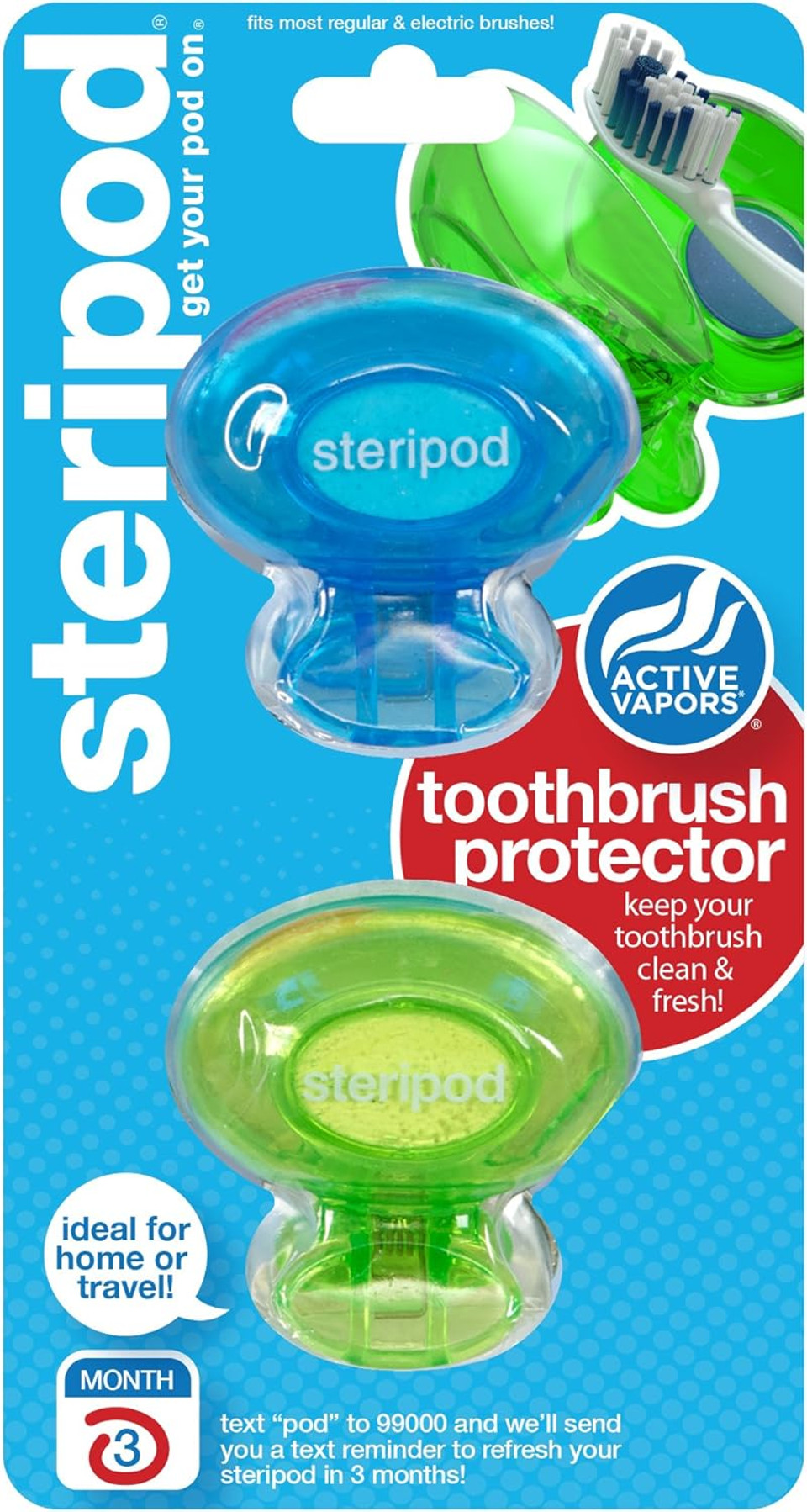steripod ENE03-BRK Toothbrush Protector Dual Pack (Assorted Colors)