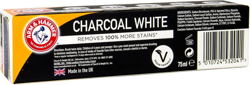 Arm & Hammer Charcoal White Toothpaste, 75ml