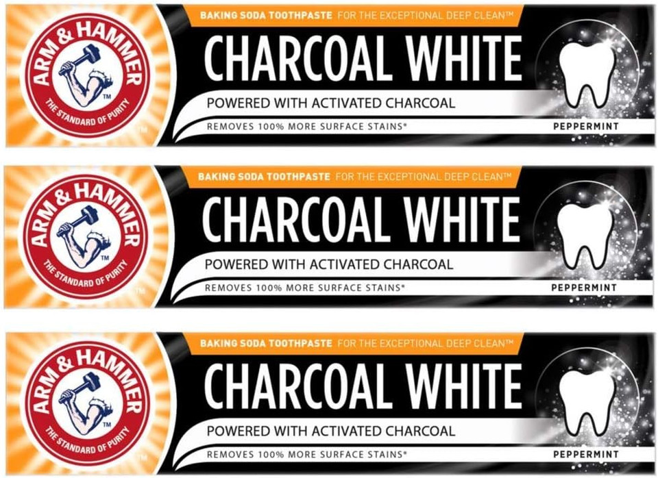 Arm & Hammer Charcoal White Peppermint Toothpaste 75ml - 3 Multipack