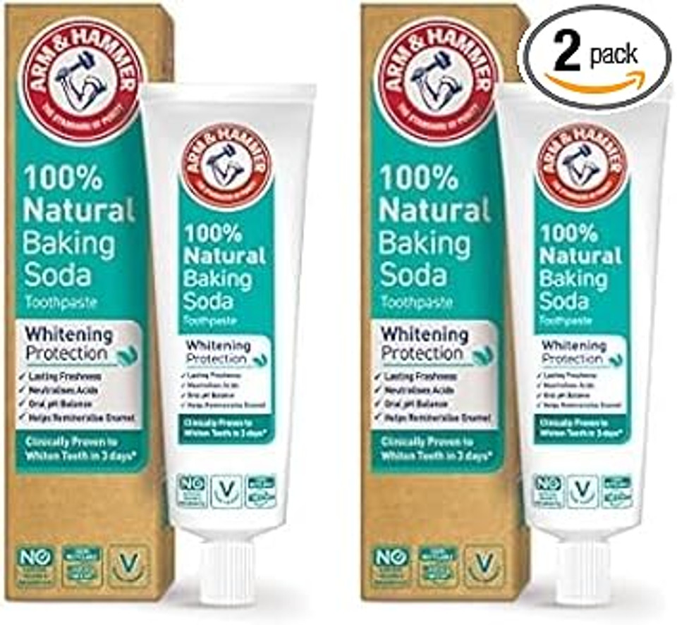 Arm & Hammer 100% Natural Baking Soda Whitening Protection Toothpaste, 75ml (Pack of 2)