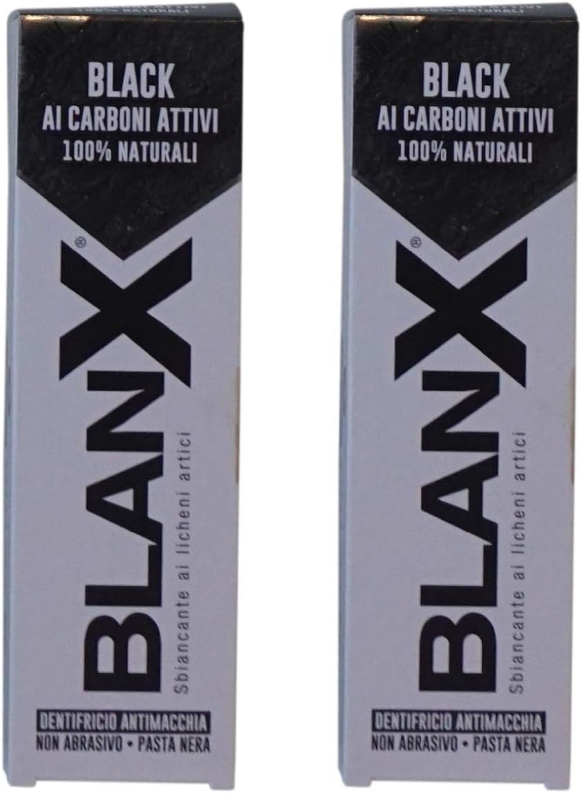 BlanX:"Black" Whitening Black Toothpaste - 2.54 Fluid Ounces (75ml) Tube (Pack of 2) [ Italian Import ]