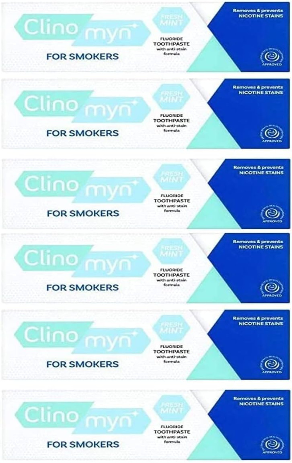 Clinomyn Anti-Stain Flouride Toothpaste for Smokers - Pack of 6
