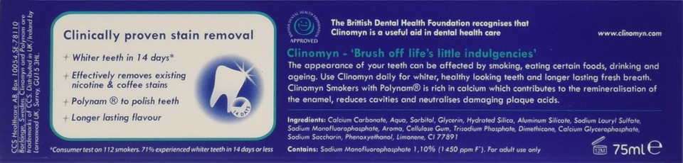 Clinomyn Smokers Toothpaste, 75ml