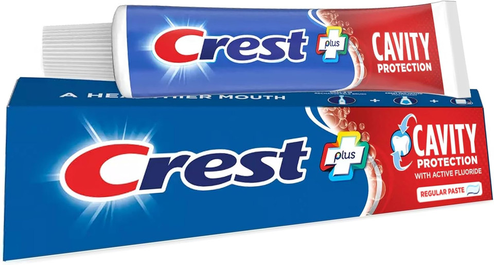 Crest Plus Cavity Protection Toothpaste, Regular Paste, 8.2oz, Pack of 3