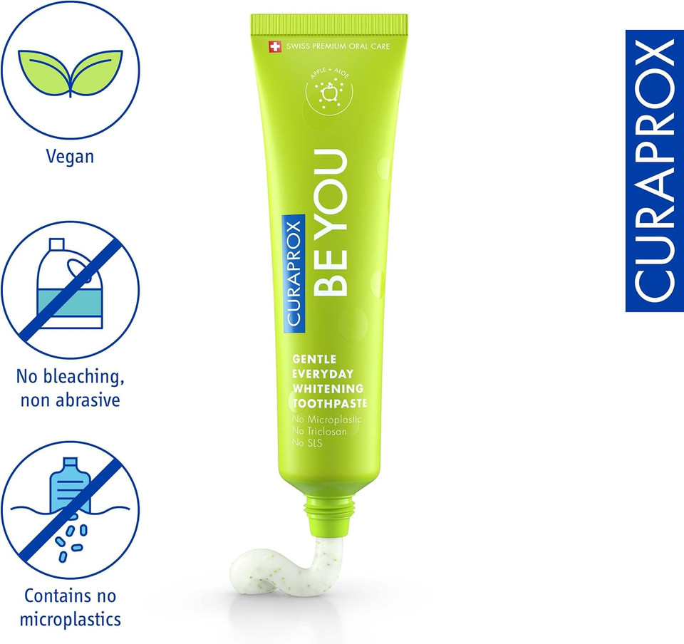 Curaprox Be You Gin Tonic + Persimmon Toothpaste Red 60ml - Gentle Everyday Whitening Toothpaste - SLS Free, Microplastic Free, Triclosan Free, Fluoride Toothpaste
