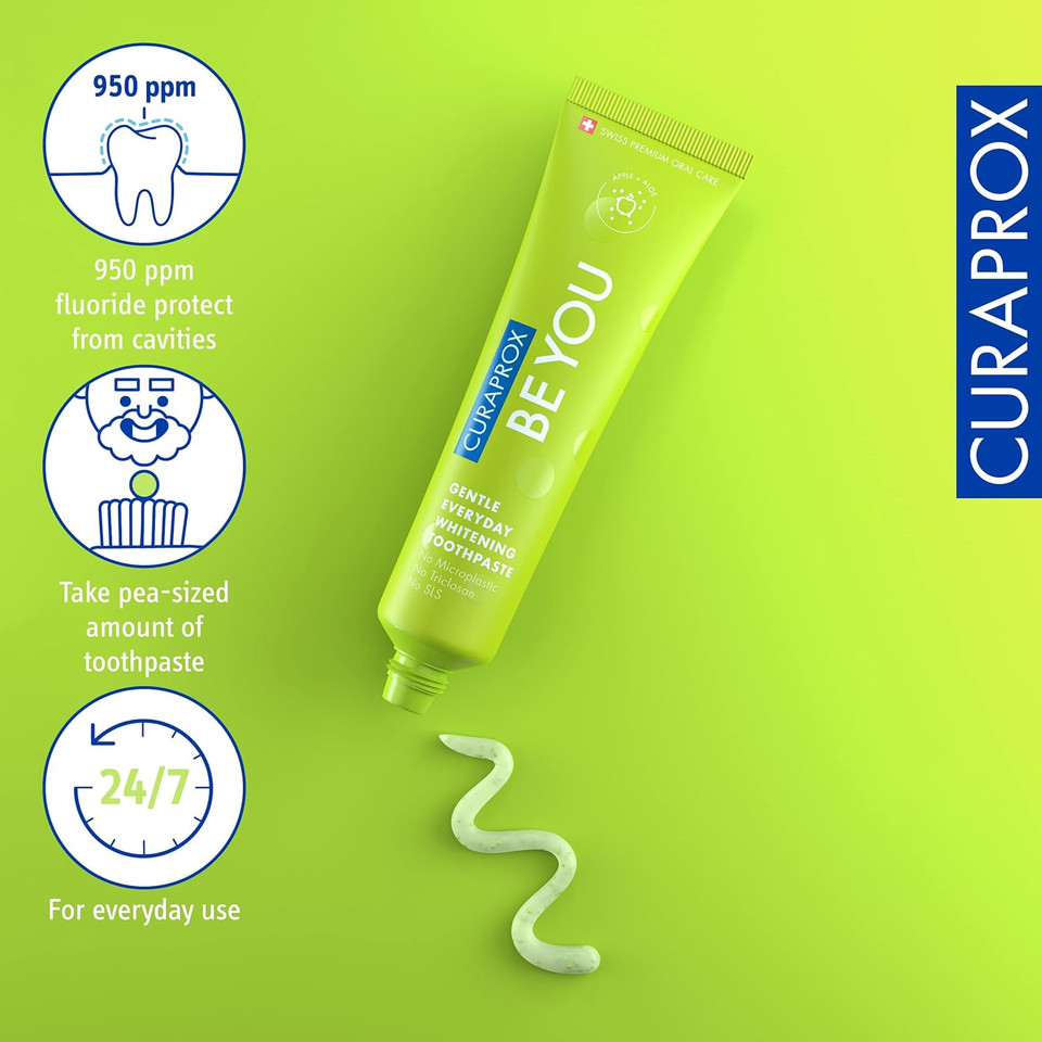 Curaprox Be You Blackberry + Liquorice Toothpaste Blue 60ml - Gentle Everyday Whitening Toothpaste - SLS Free, Microplastic Free, Triclosan Free, Fluoride Toothpaste