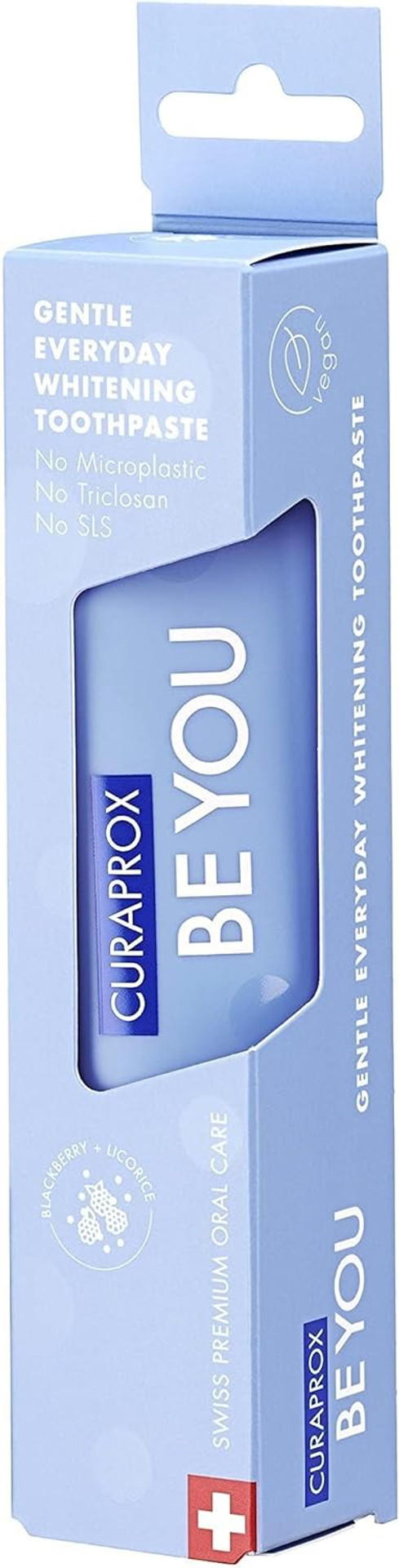 Curaprox Be You Blackberry + Liquorice Toothpaste Blue 60ml - Gentle Everyday Whitening Toothpaste - SLS Free, Microplastic Free, Triclosan Free, Fluoride Toothpaste