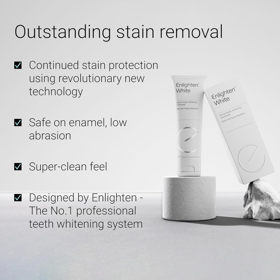 Enlighten White - Whitening Toothpaste with Fluoride, 75 ml - Advanced Enamel Protection and Stain Removal, Restores Shine and Improves Colour - Recommended by Dentists - 6 Pieces