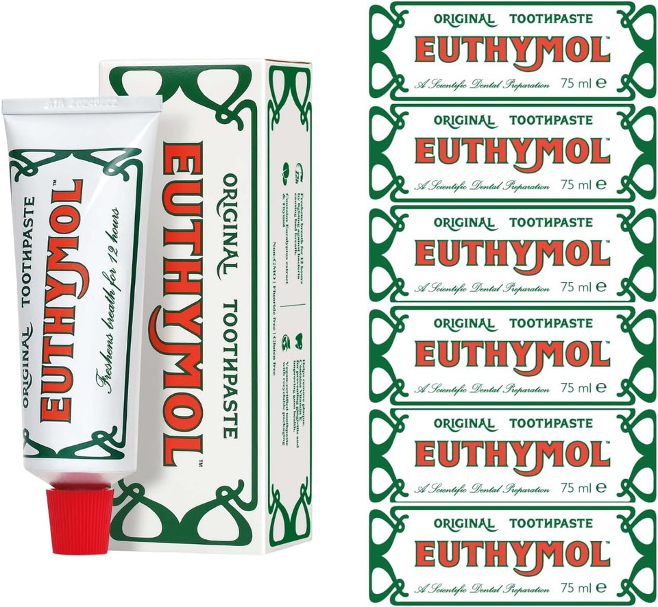 Euthymol Original Toothpaste Bundle  2 x 75ml Fluoride-Free Toothpaste for Plaque Removal, Antibacterial, Cavity & Gum Care, Healthy Enamel, Daily Oral Hygiene