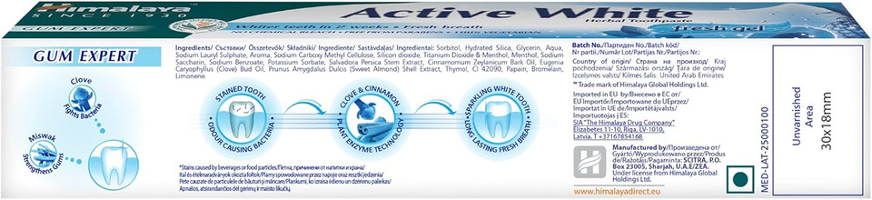 Himalaya Herbals Enamel Friendly Stain-Away Toothpaste | Protects Enamel, Removes Tea ,Coffee Stains , Multi-Action Toothpaste - 75ml