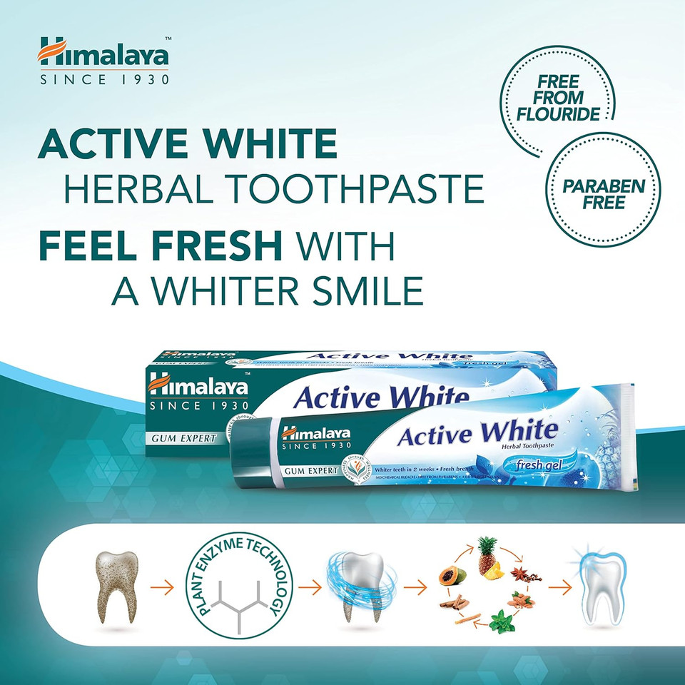 Himalaya Herbals Enamel Friendly Stain-Away Toothpaste | Protects Enamel Fights Germs, Multi-Action Toothpaste - 75ml (Pack of 6)