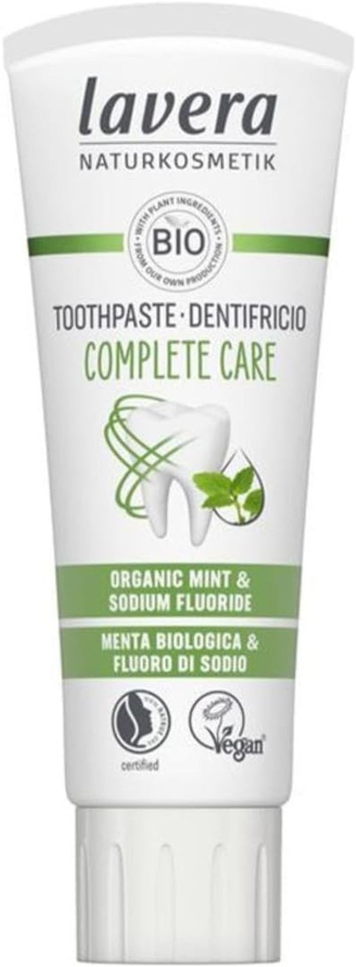 lavera Toothpaste Complete Care Mint & Sodium Fluoride 5 in 1 Protection Vegan Bio Natural & Innovative Cosmetics Organic Teeth Care 75 ml