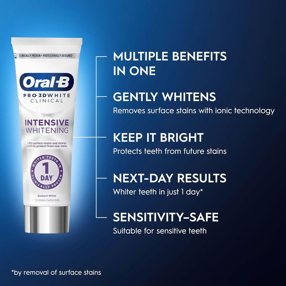 Oral-B Pro-3D White Clinical Intensive Whitening Toothpaste Radiant White 75ml