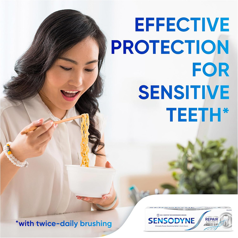 Sensodyne Toothpaste Repair and Protect, Teeth Whitening and Protect, Teeth WhiteningToothpaste Multipack withSensodyne Toothbrush, 3 x75ml