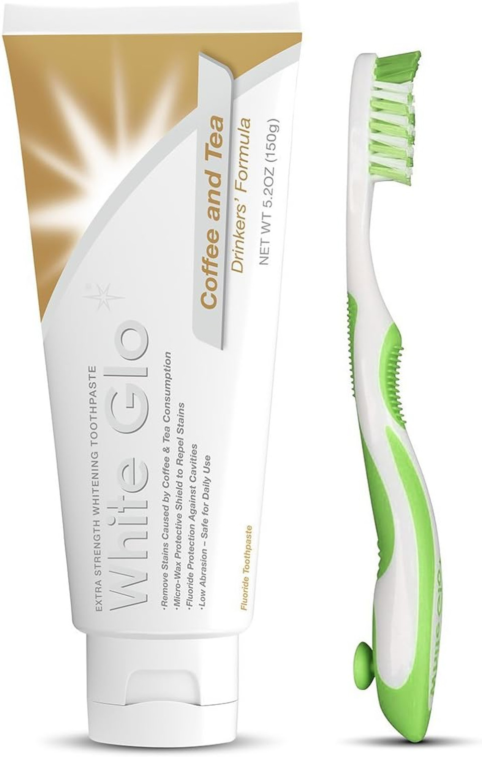White Glo Premium Coffee & Tea Drinkers Formula Intense Extra Whitening Toothpaste & Toothbrush-100ML New