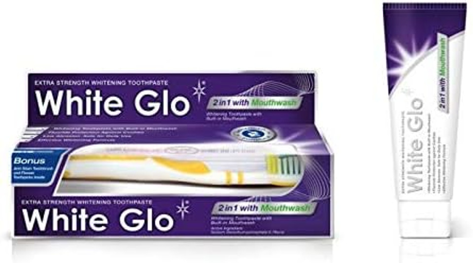 White Glo 2in1 Whitening Toothpaste with Mouthwash-100 ml (Pack of 2)
