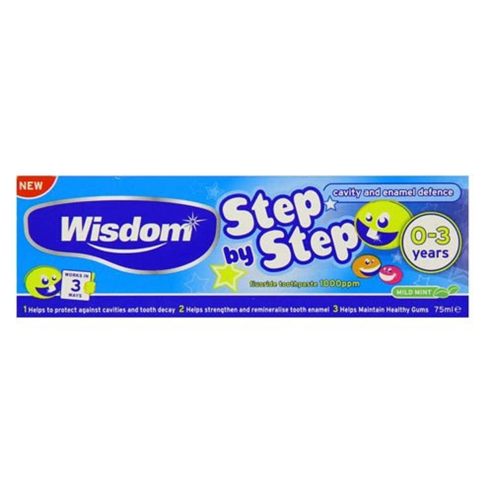 Wisdom WIS057P Toothpaste, Step By Step 0-3 Years, Cavity and Enamel Defense Fluoride, 75 mL