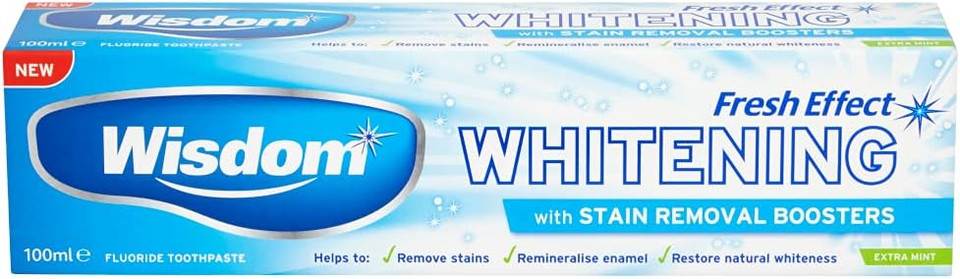Wisdom Fluoride Toothpaste Fresh Effect Whitening, Extra Mint, 100ml