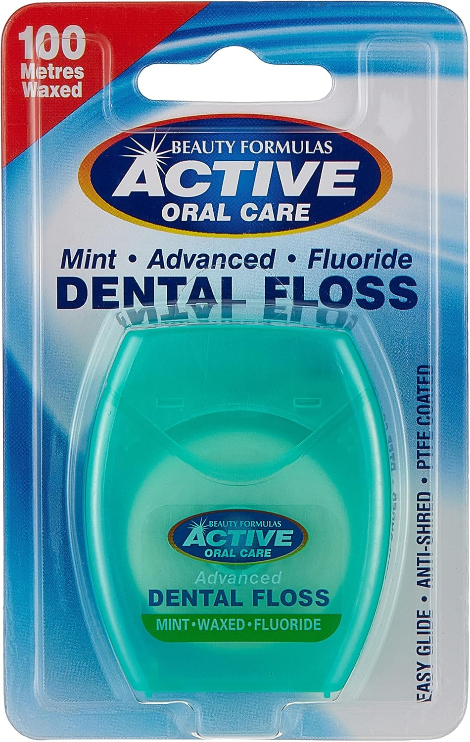 Beauty Formulas Active Oral Care Advanced Dental Floss with Mint Wax Fluoride, 100 Metre Size