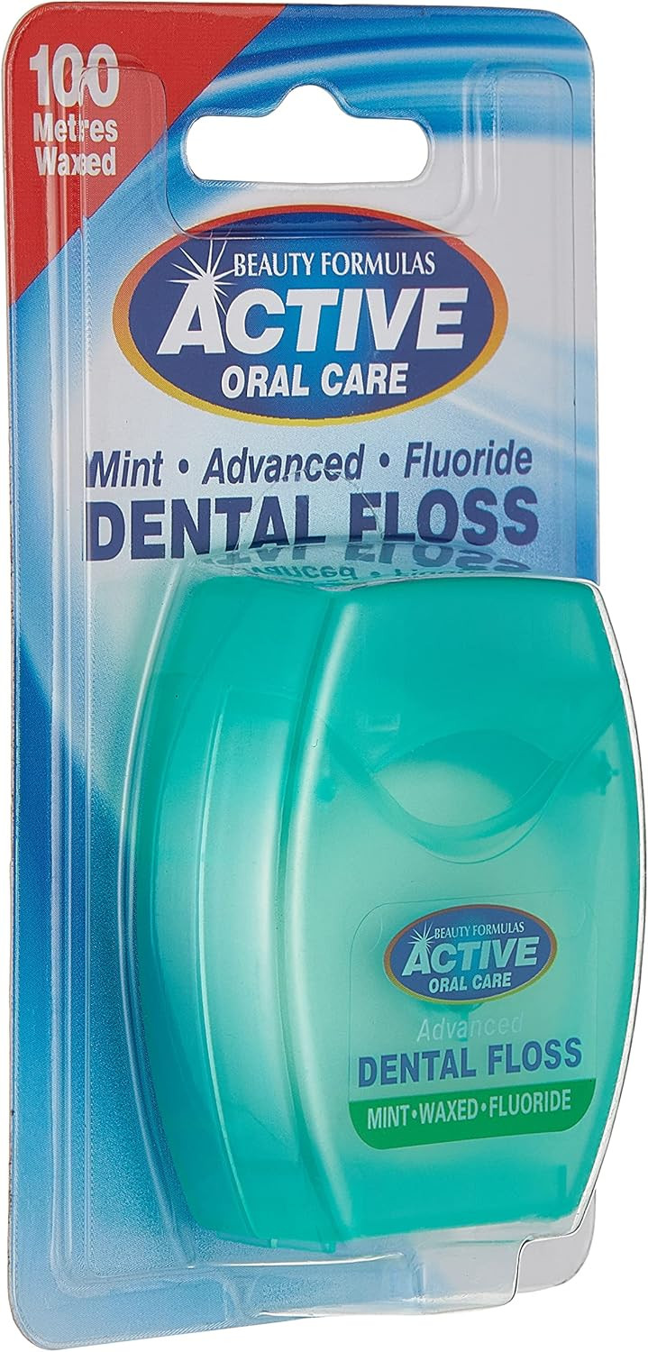 Beauty Formulas Active Oral Care Advanced Dental Floss with Mint Wax Fluoride, 100 Metre Size