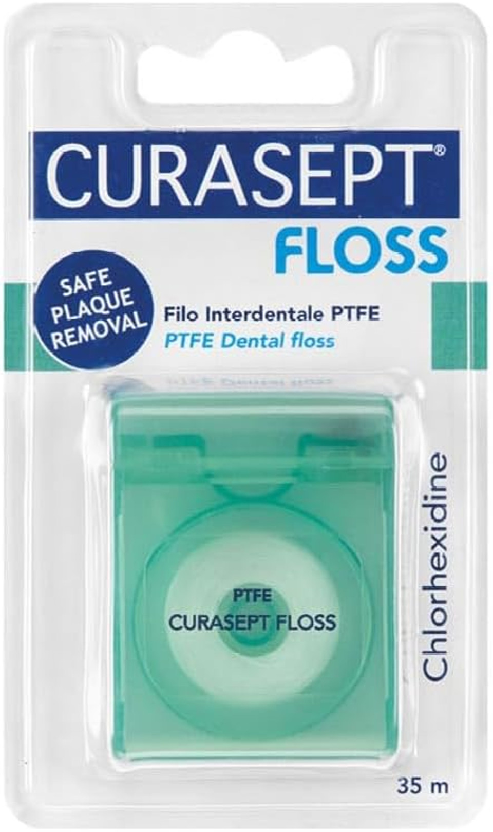 Curasept Floss - PTFE Filo Interdentale con Clorexidina, 35m