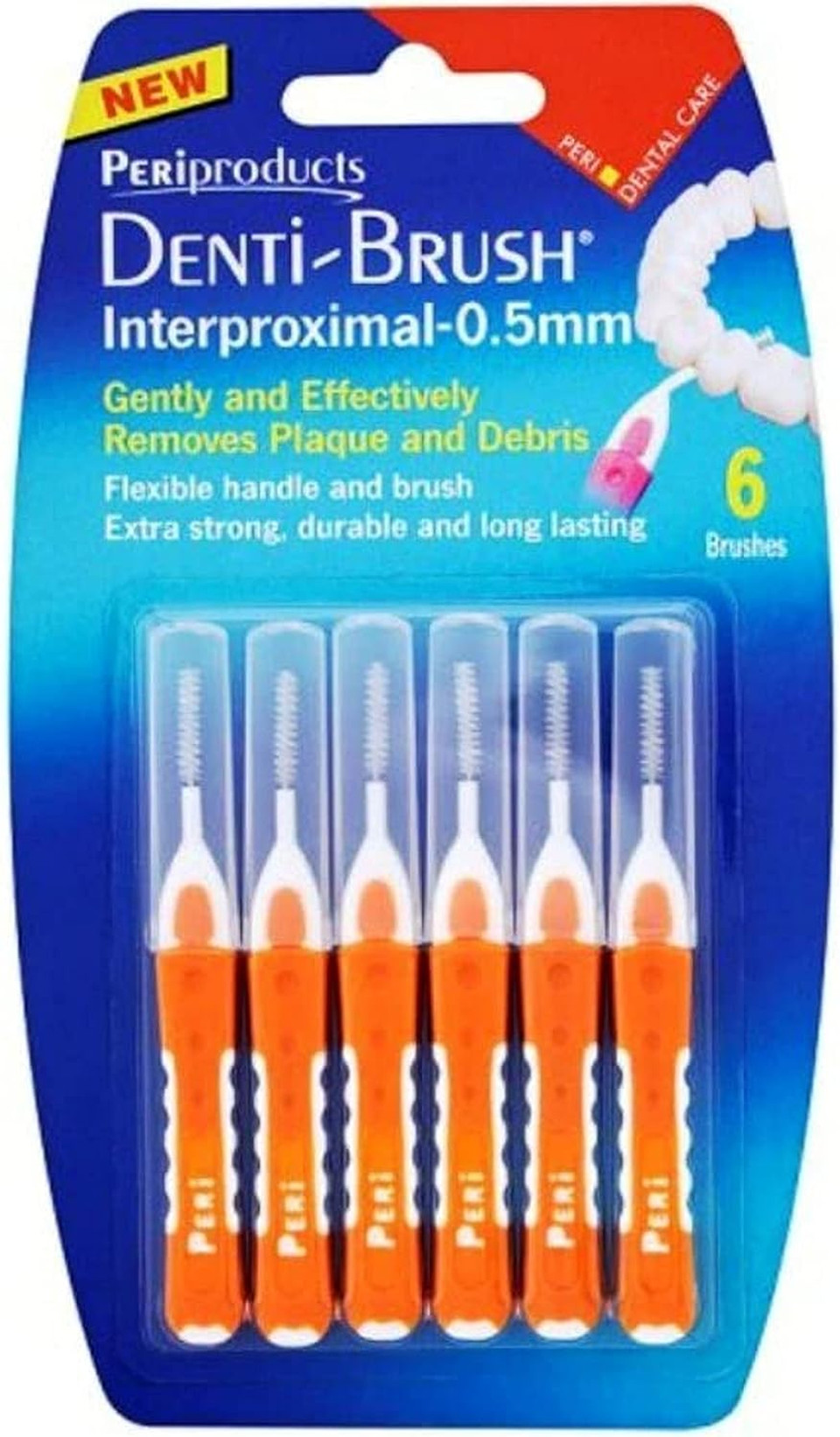 Denti-Brush 6 Interproximal Brushes - 0.5mm Orange - Pack of 6