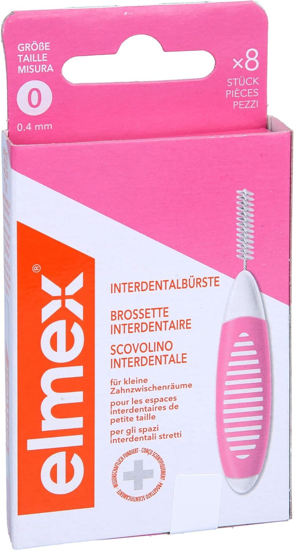 elmex Interdental Brush Pink (Size 0, 0.40 mm), 1 x 8 Interdental Brushes for Cleaning Small Interdental Spaces elmex Interdental Brush Pink (Size 0, 0.40 mm), 1 x 8 Interdental Brushes for Cleaning Small Interdental Spaces