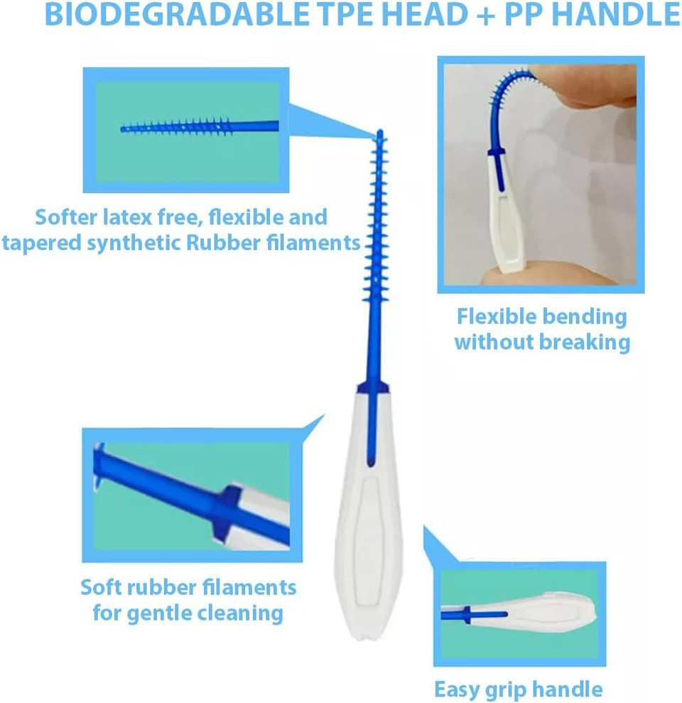 Boulton Interdental Brushes  Pack of 40 | Wire-Free Interdental Sticks for Teeth Clean Oral Hygiene Tooth Floss | Silicone Dental Picks Toothpick Toothbrushes Teeth Brushes (Blue - 1.0mm to 1.5mm) Boulton Interdental Brushes  Pack of 40 | Wire-Free Interdental Sticks for Teeth Clean Oral Hygiene Tooth Floss | Silicone Dental Picks Toothpick Toothbrushes Teeth Brushes (Blue - 1.0mm to 1.5mm)