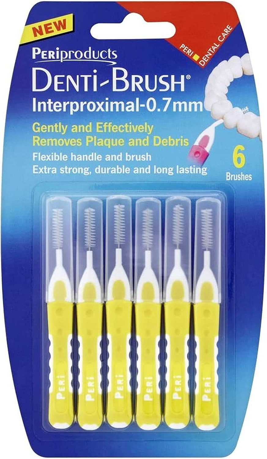 Periproducts Denti-Brush Interproximal - 0.7mm Yellow - Pack of 6