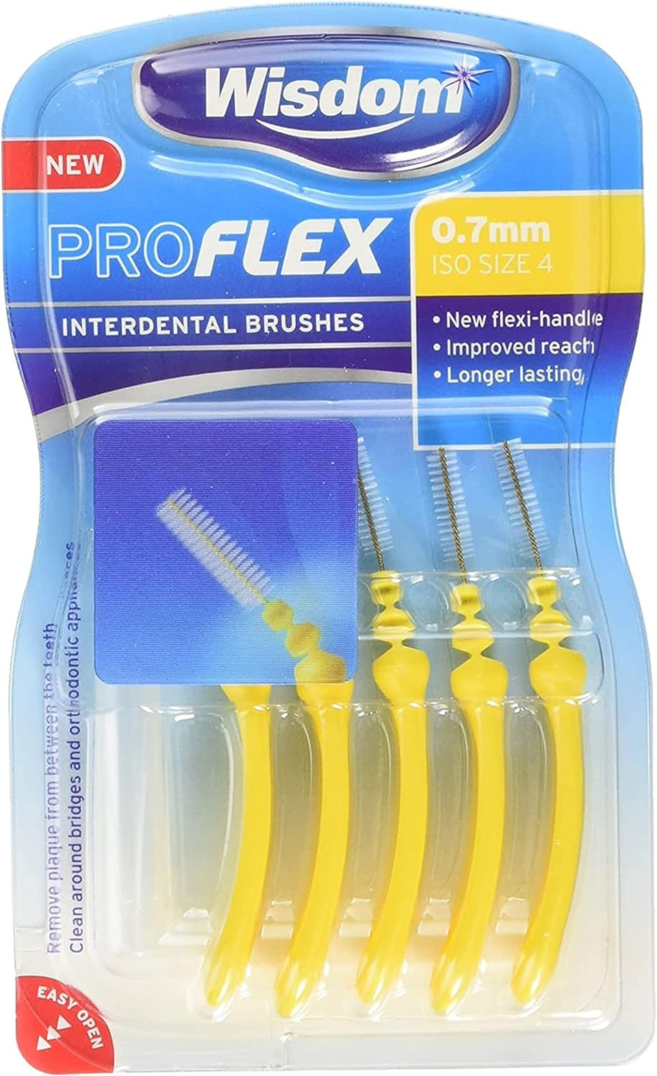 Wisdom Pro Flex Interdental Brush - 0.70mm Yellow - 5 Brushes Per Pack (6)