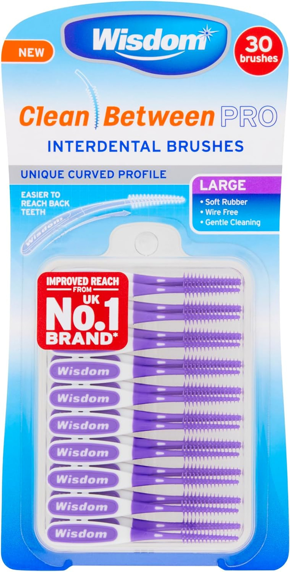 Wisdom Clean Between Pro Interdental Brushes Large Purple