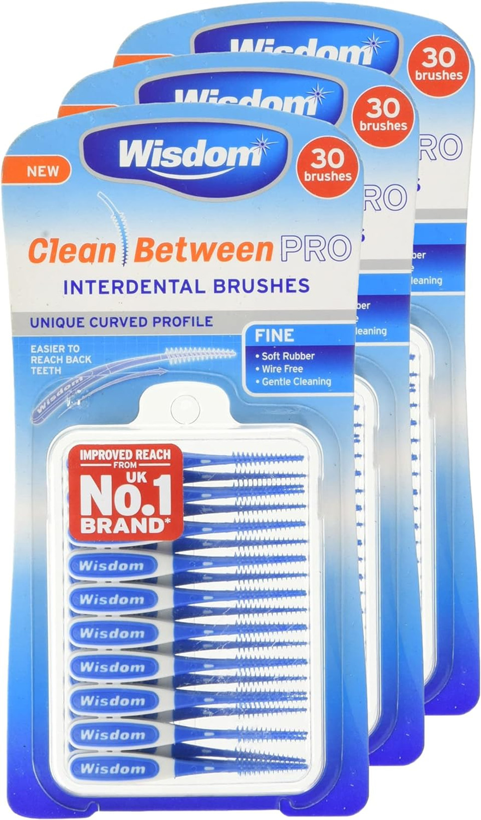 Wisdom Toothbrushes Clean Between Pro Interdental Brushes, Fine, Pack of 3, 90-Count, 100 g