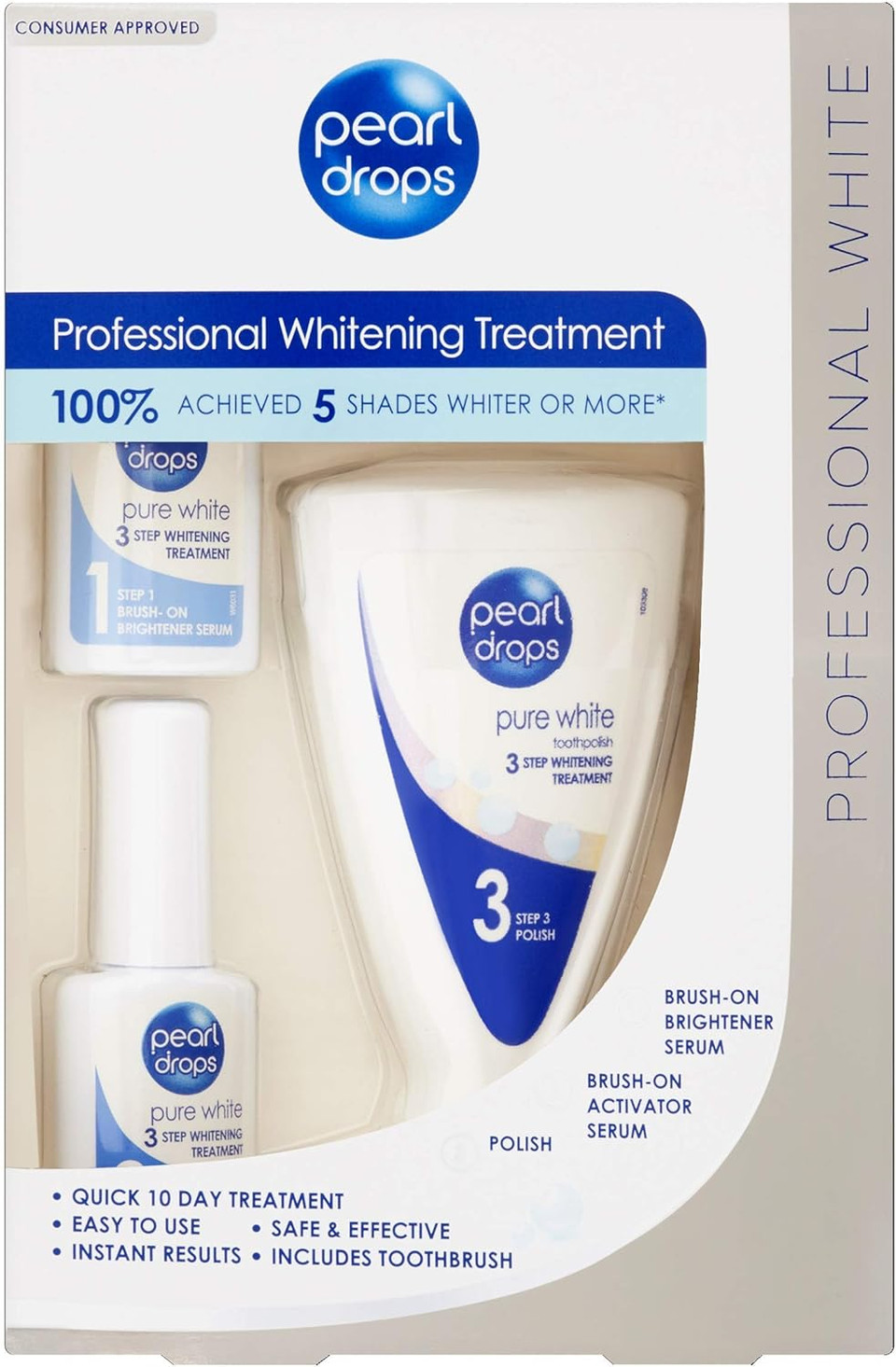 Pearl Drops - Pure White Kit - Specialist 3 Steps Whitening Treatment - Easy to use - Instant results
