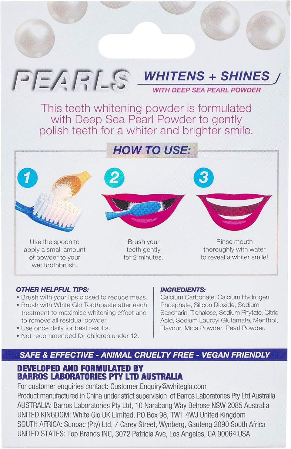 White Glo Pearls Whitens + Shines Pearl Powder Mint Flavour 30g Deep Teeth Whitening Treatment White Glo Pearls Whitens + Shines Pearl Powder Mint Flavour 30g Deep Teeth Whitening Treatment