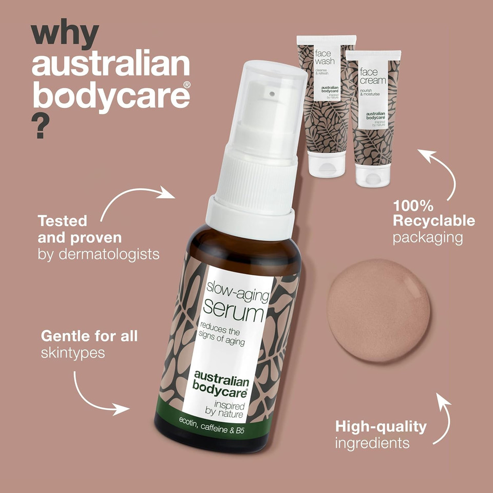 Slow-Aging Face Kit with Tea Tree Oil - Face Wash, Face Cream, and Serum Set for Wrinkle Reduction, Fine Line Smoothing, and Deep Hydration - Anti-Aging Skincare Solution for Women and Men