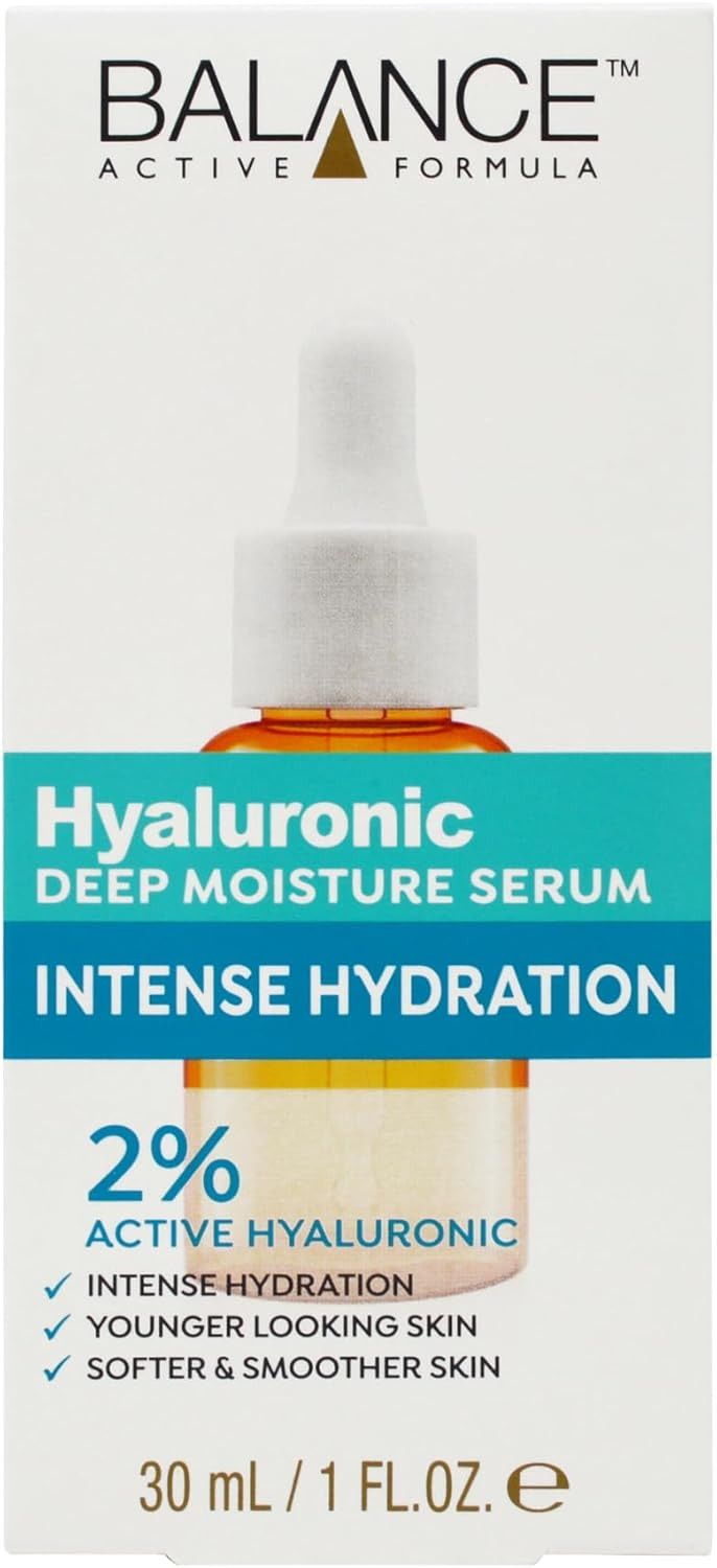 Balance Active Formula Hyaluronic Deep Moisture Serum - 2% Hyaluronic Acid for Deep Hydration, Smooths Fine Lines, Lightweight & Non-Sticky, Radiant Skin - 30ml