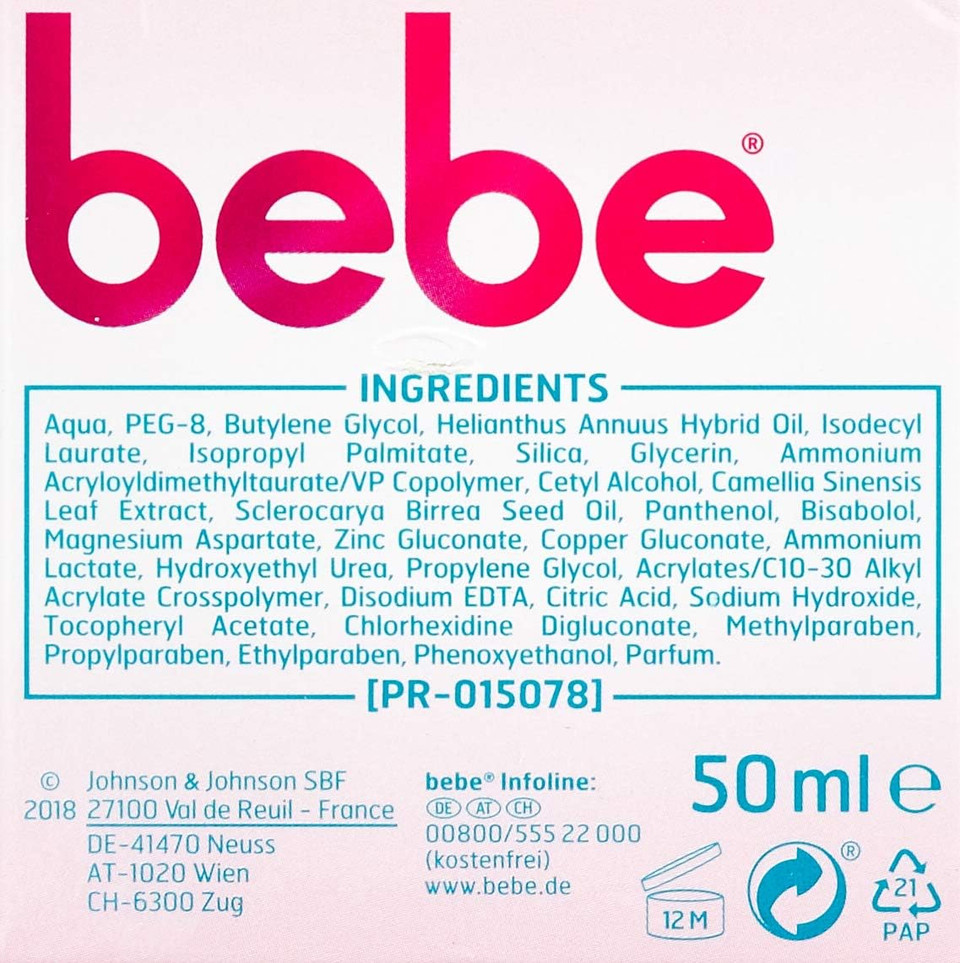 bebe Schönmatt Matte Care (50 ml), Matte Face Cream for Combination Skin with Green Tea, Light Moisturising Cream for the Face and a Healthy and Smooth Look