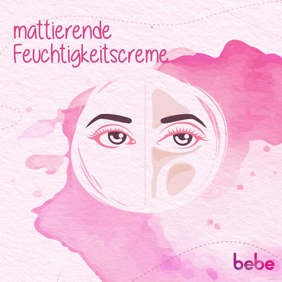 bebe Schönmatt Matte Care (50 ml), Matte Face Cream for Combination Skin with Green Tea, Light Moisturising Cream for the Face and a Healthy and Smooth Look