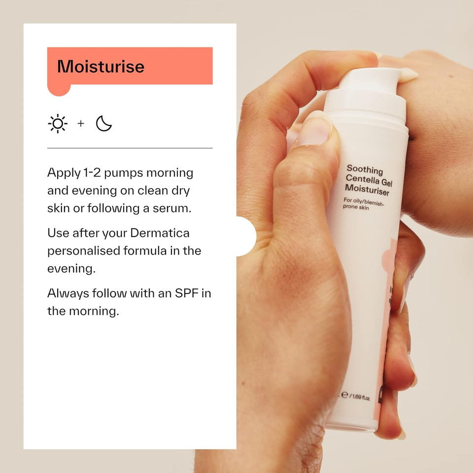 Dermatica Anti-Breakout Daily Soothing Centella Gel Moisturiser | Lightweight Face Hydrator for Women and Men | Locks in Moisture, Strengthens Skin Barrier I Fragrance Free, Oil-Free (50ml)