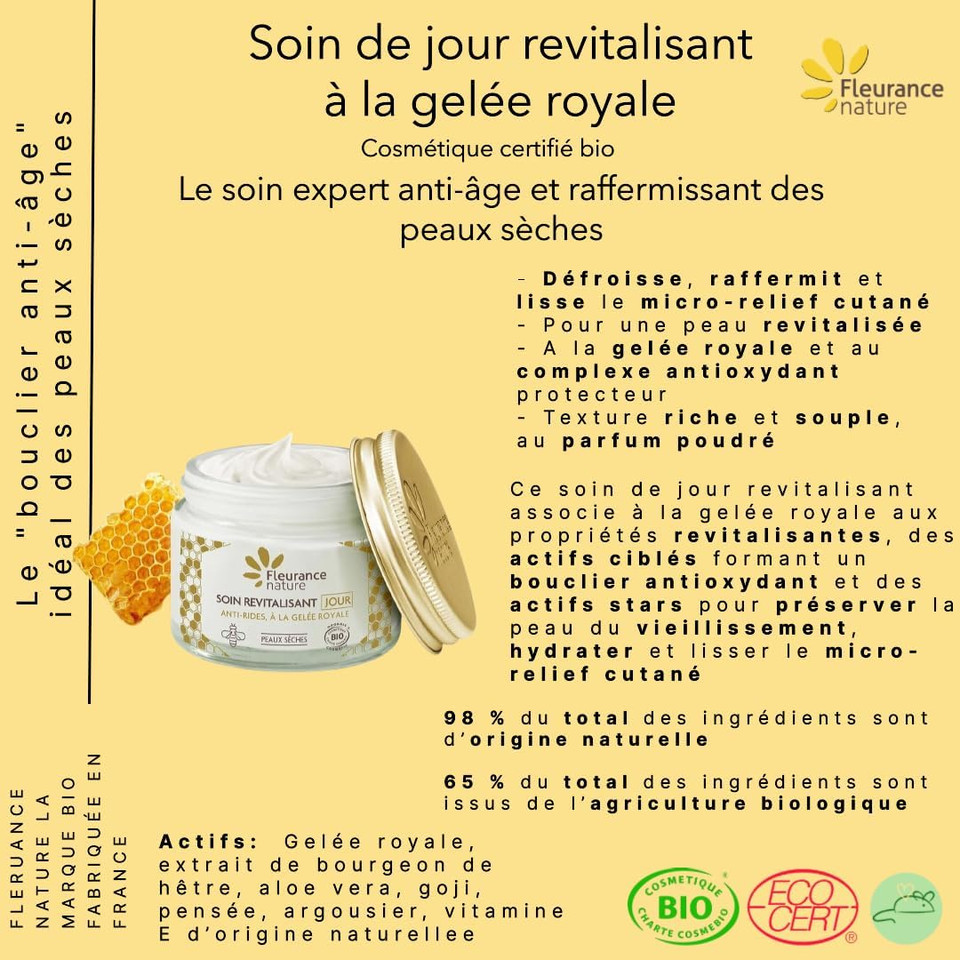 Fleurance Nature Soin de Jour Revitalisant à La Jelly Royal Cosmétique Organic 50 ml