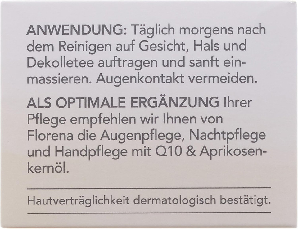 Florena Anti-Wrinkle Day Cream Q10 & Apricot Kernel Oil, Vegan, 1er Pack (1 x 50 ml
