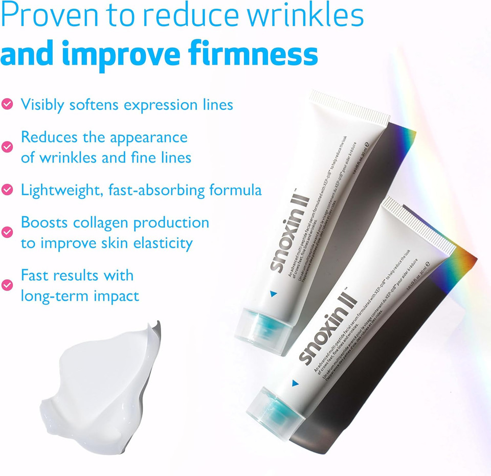 INDEED LABS Snoxin II, Instant Perfection Anti Wrinkle Serum For Younger Looking Skin, Deep Wrinkle Face Serum with high dosage peptides Acid, Daily Anti-Aging Skin Care Treatment, 30ml