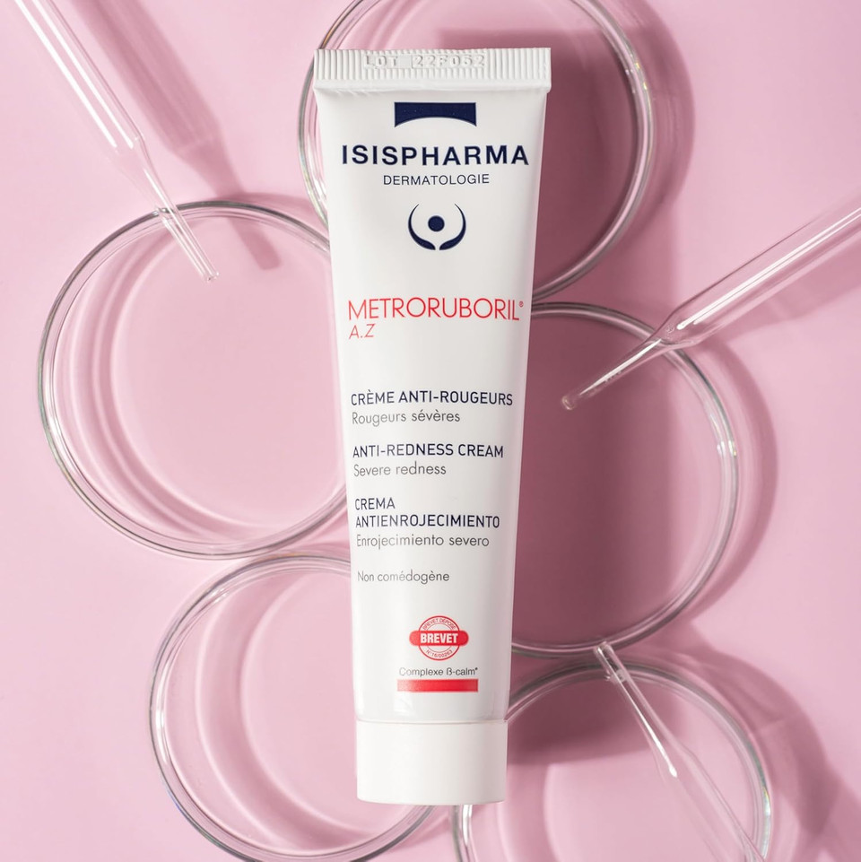 ISISPHARM METRORUBORIL A.Z Anti-Redness Cream 30 ml - Daily releif cream Designed with 15% Azelaic Acid - Color Corrector Reduces Redness, Improves Microcirculation - Made in France
