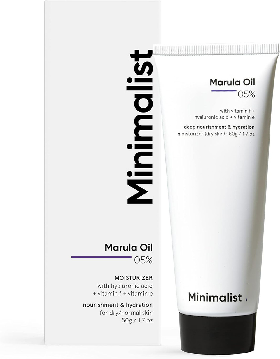 Minimalist Marula Oil 5% Face Moisturizer For Dry Skin With Hyaluronic Acid For Deep Nourishment & Hydration, For Men & Women, 50 g (Pack of 1) Minimalist Marula Oil 5% Face Moisturizer For Dry Skin With Hyaluronic Acid For Deep Nourishment & Hydration, For Men & Women, 50 g (Pack of 1)