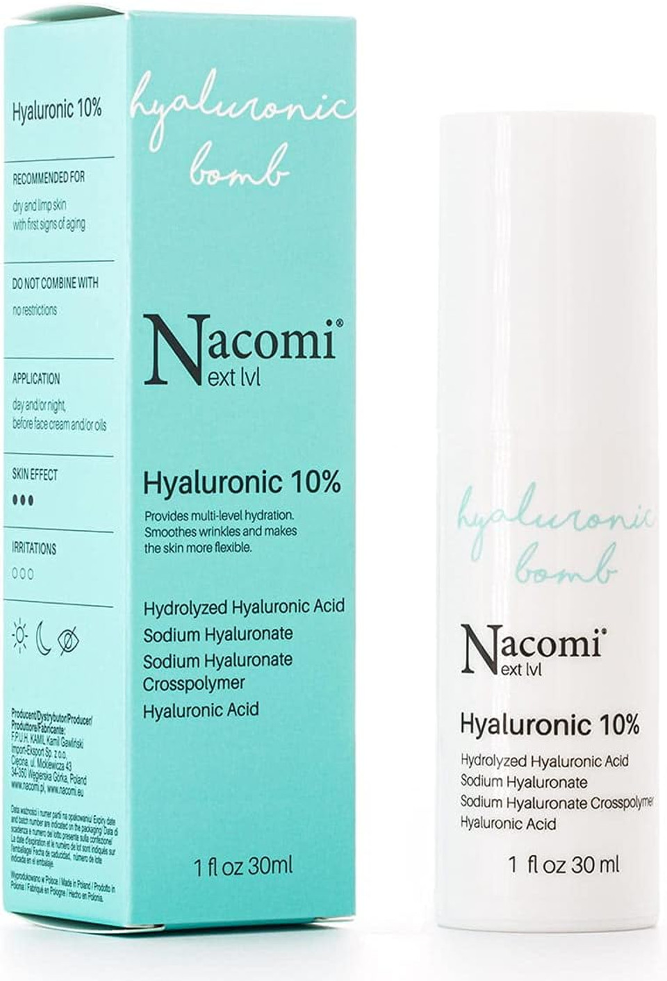 NACOMI Hyaluronic Acid Serum 10% 30 ml penetrates The Skin and Provides Multi-Level Moisture