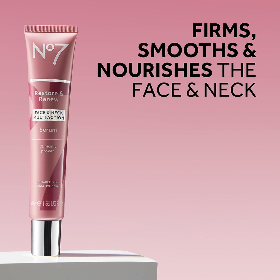 No7 Restore & Renew FACE, NECK & D?COLLET? MULTI ACTION Serum 75ml