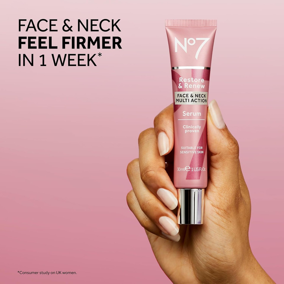 No7 Restore & Renew FACE, NECK & D?COLLET? MULTI ACTION Serum 75ml