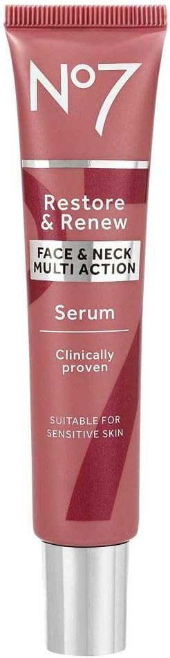 No7 Restore & Renew Face & Neck MULTI ACTION Serum 30ml