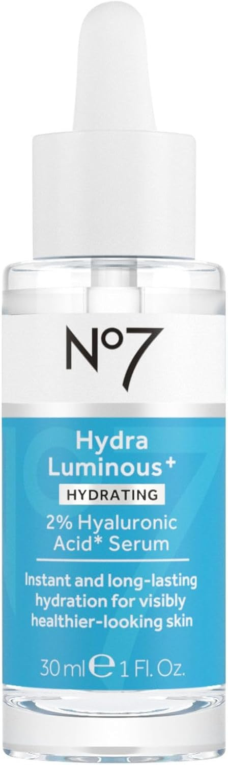 No7 Moisturising Face Serum with 2% Hyaluronic Acid HydraLuminous+ and Niacinamide with 5% Vitamin B3 to Repair the Skin Barrier - For Visibly Radiant Skin